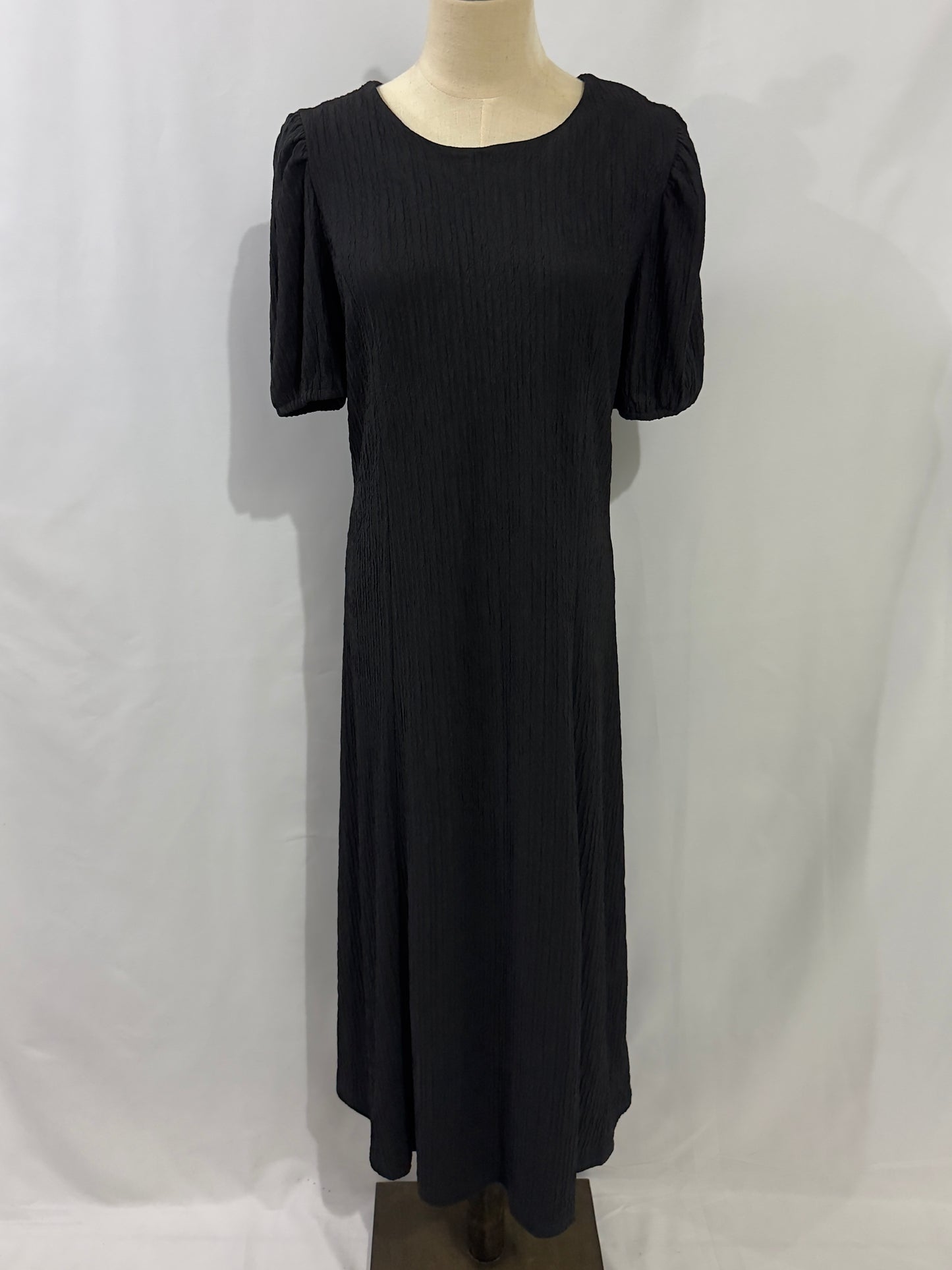 Crinkle Tie Dress Black