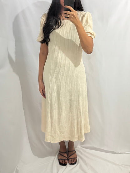 Crinkle Tie Dress Cream