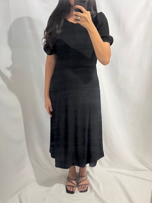 Crinkle Tie Dress Black