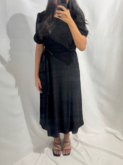 Crinkle Tie Dress Black